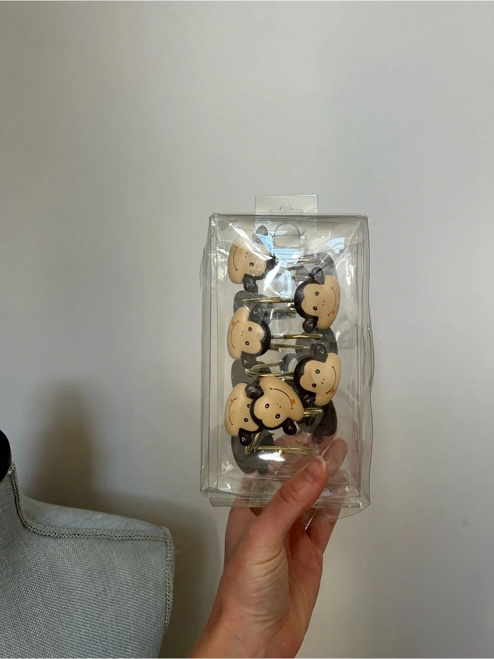 Y2K Cute Monkey Shower Hooks Bobby Jack style Beige and Brown